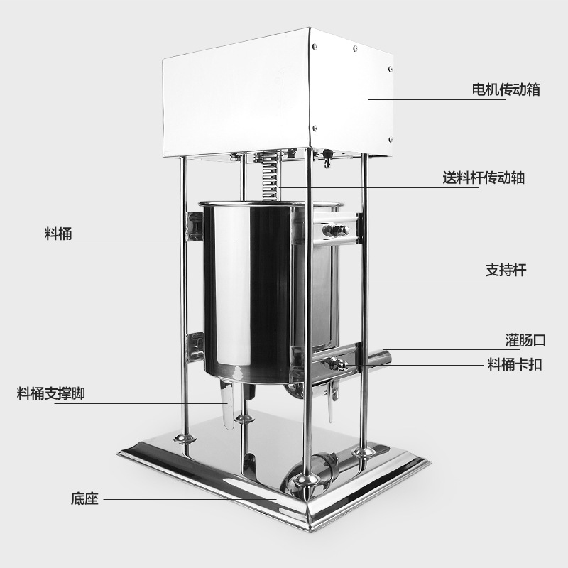 哈瑞斯新款15L商用電動(dòng)不銹鋼灌腸機(jī)灌熱狗機(jī)家用灌香臘腸機(jī)