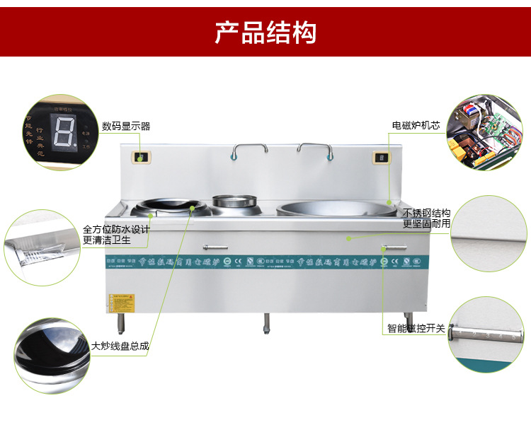 灶狀元廠家直銷 美的電磁大炒小炒組合爐 大功率30kw商用電磁爐灶