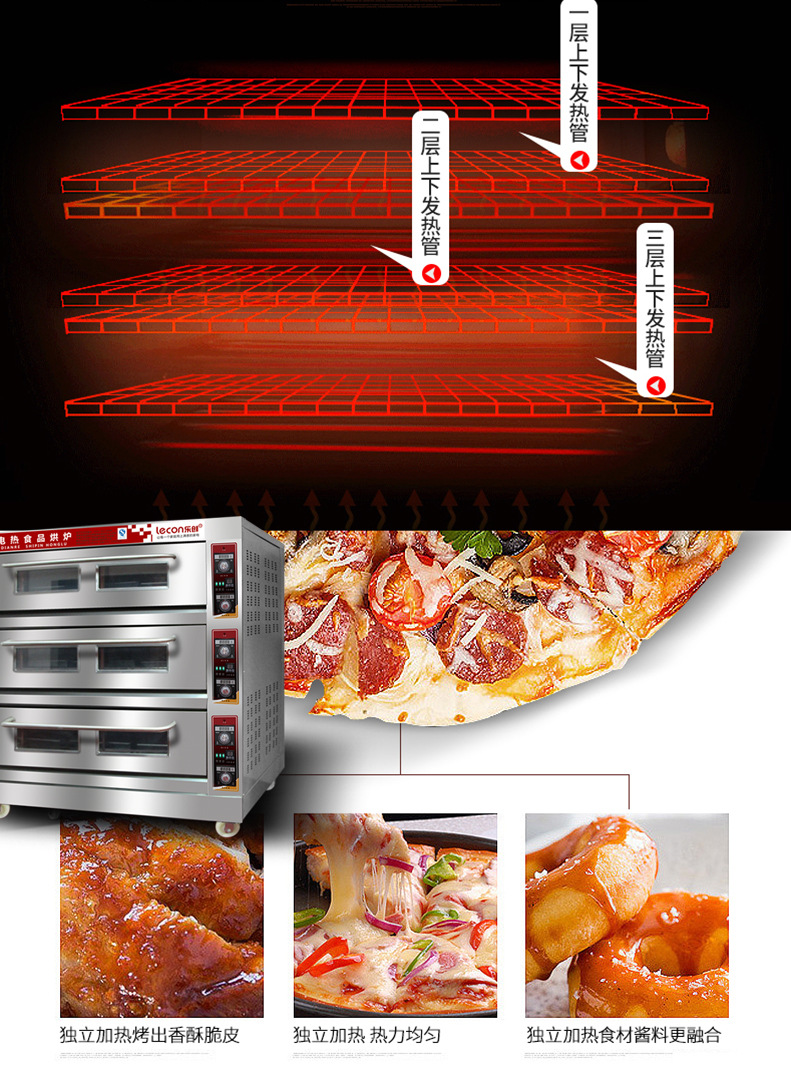 樂創(chuàng)大型面包烤爐 三層九盤商用烤箱 電烤箱蛋糕面包披薩蛋撻烘爐